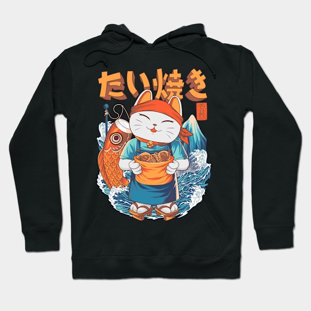 Japanese Food Fish Waffle Neko Hoodie by MimimaStore